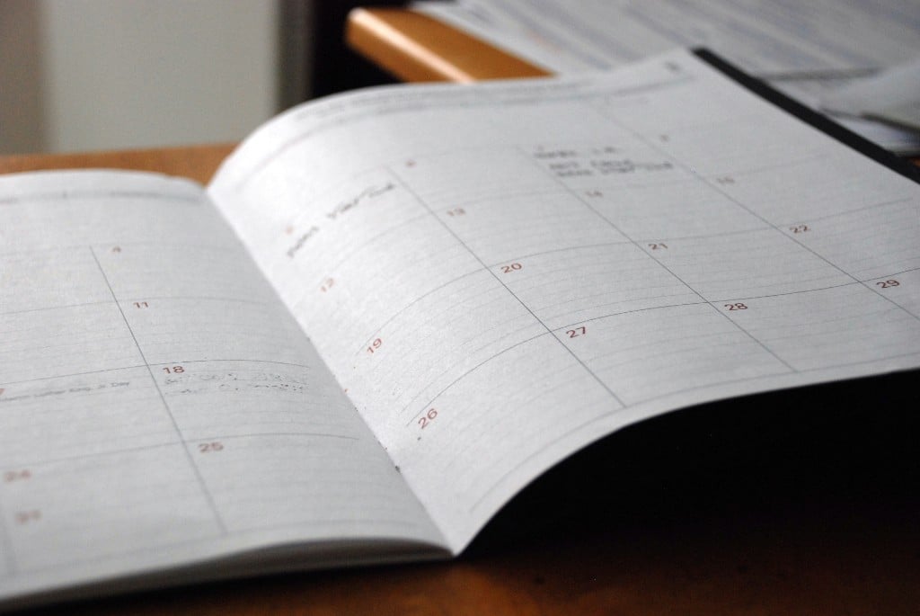 An open diary, used to plan the dates a yacht can be available